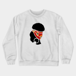 Afro Hair Woman with African Pattern Headwrap Crewneck Sweatshirt